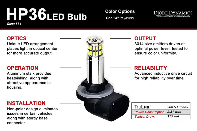 881 HP36 LED Cool White (Pair) Diode Dynamics-dd0126p-4