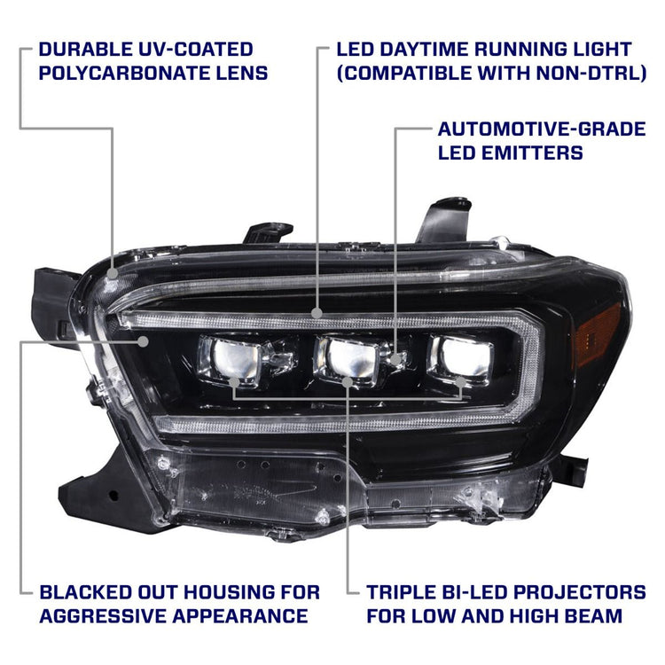 Form Lighting 2016-2023 Toyota Tacoma Sequential LED Projector Headlights (With Amber DRL)-FL0076-8