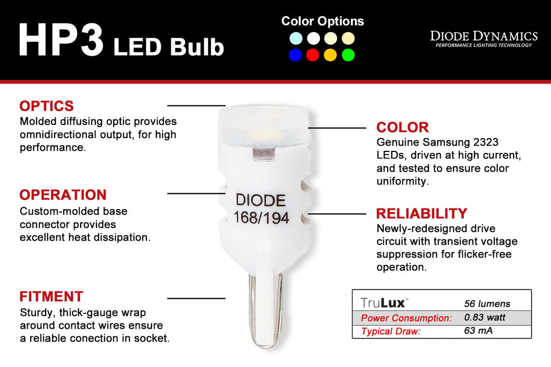 HP3 T10/194 LED Bulb Diode Dynamics-10