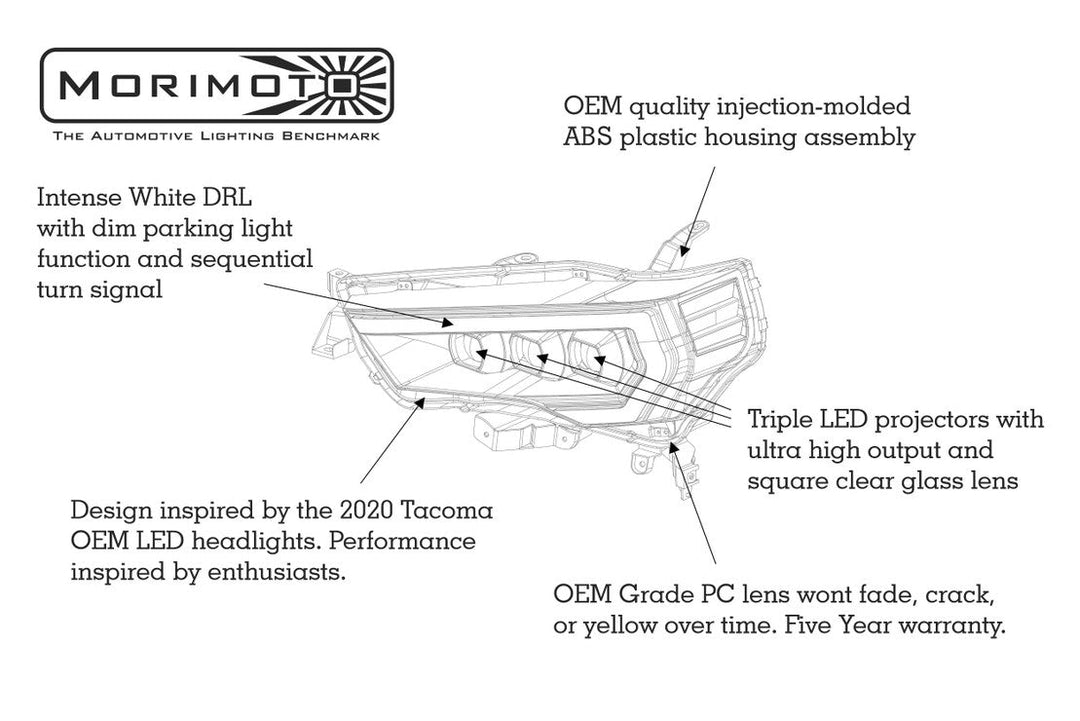 Toyota 4Runner (14-24): Morimoto XB LED Headlights (Amber DRL /Gen 2)-LF531.2-A-ASM-9