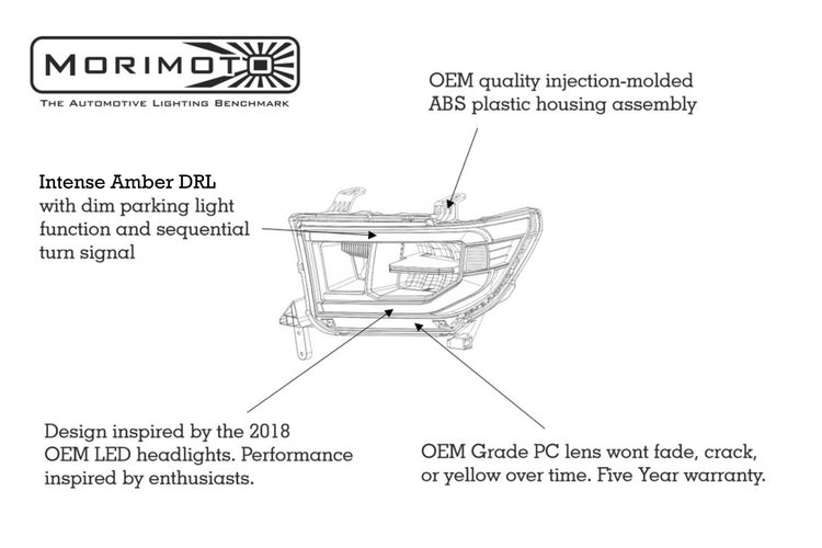 Toyota Tundra (07-13) Sequoia (08-18): Morimoto XB LED Headlights (Amber DRL)-LF533-A-ASM-8